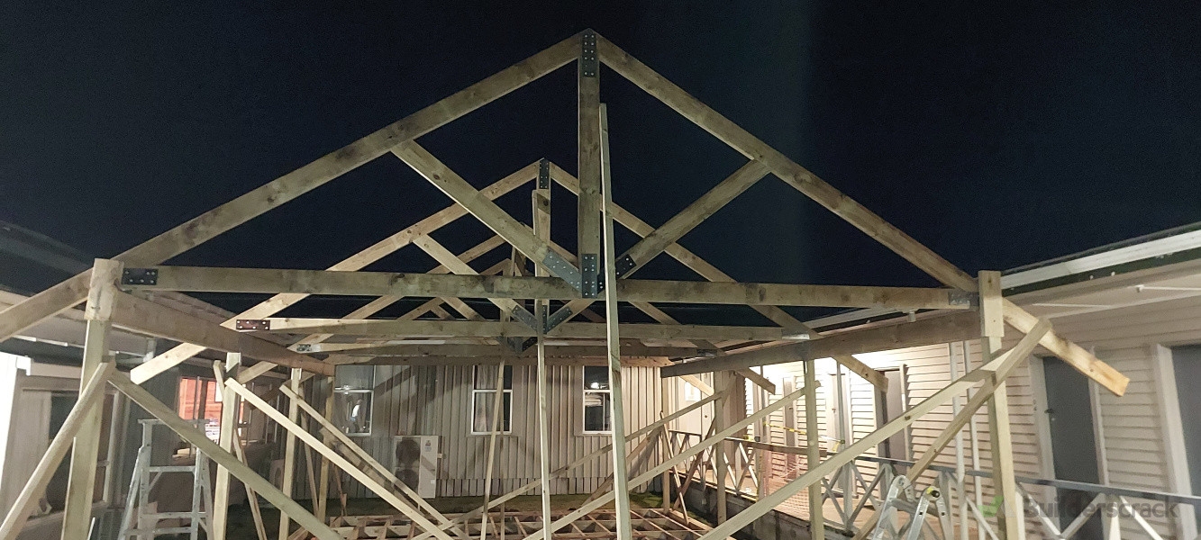 Truss roof in progress