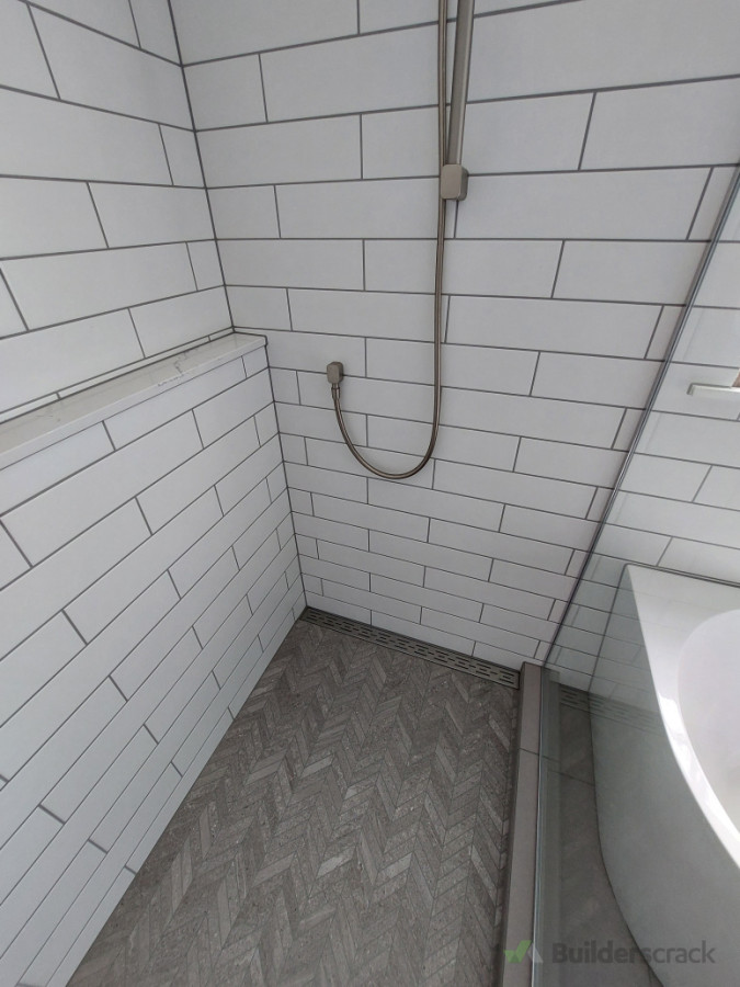 Beautiful shower with marble shelf