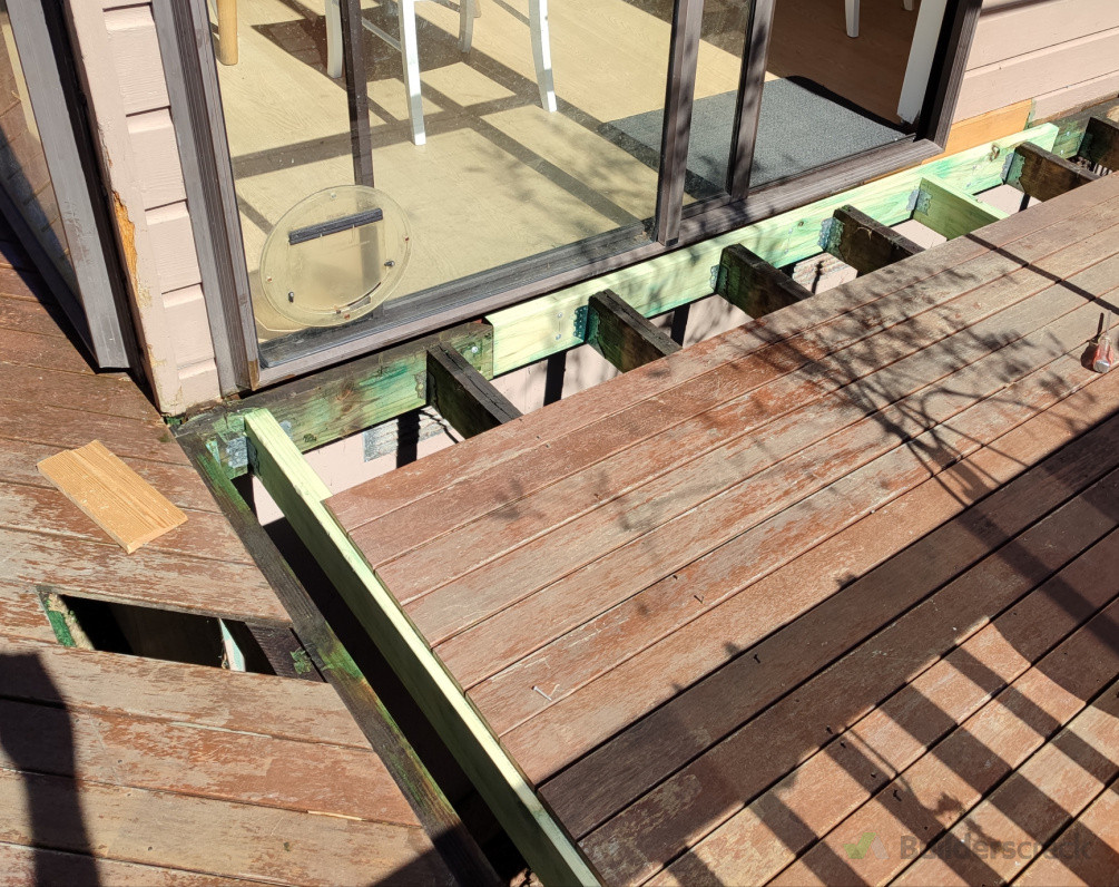 Take up decking, renew joists refix original decking