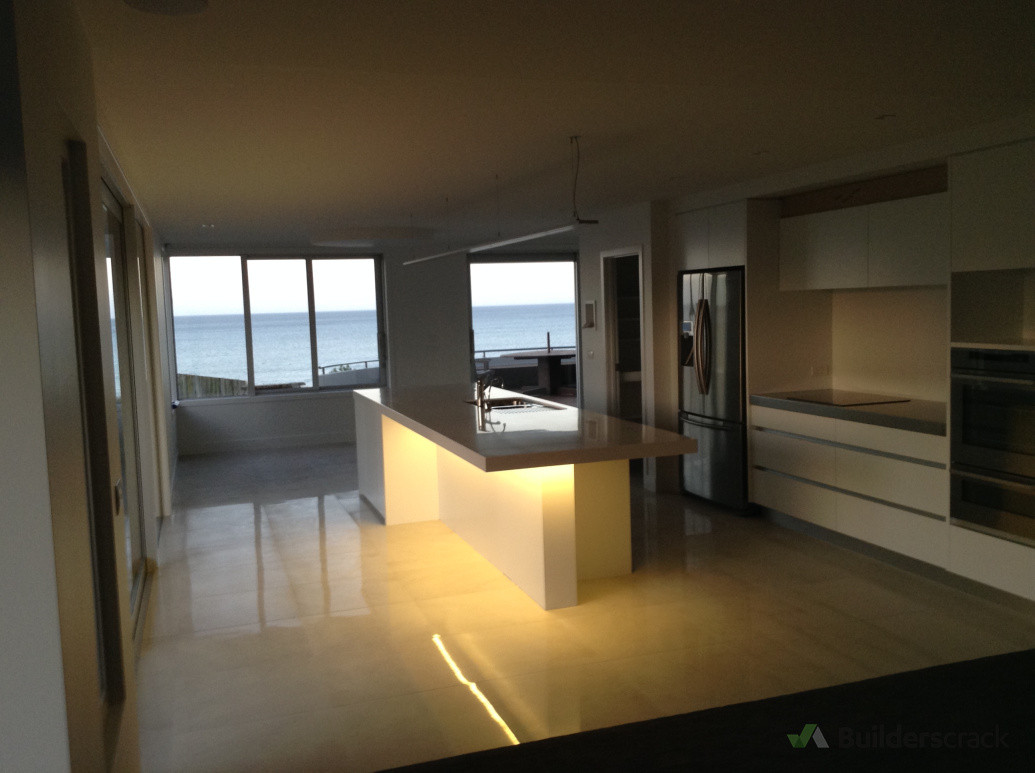 Kitchen island under bench lighting