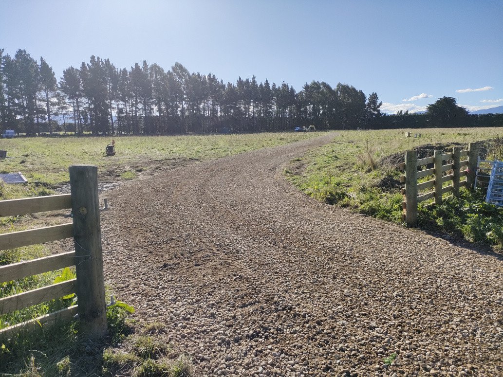 Soak pits along the driveway installed