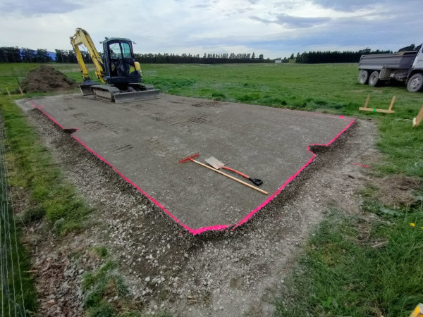 Pad levelled and ready for drilling footings