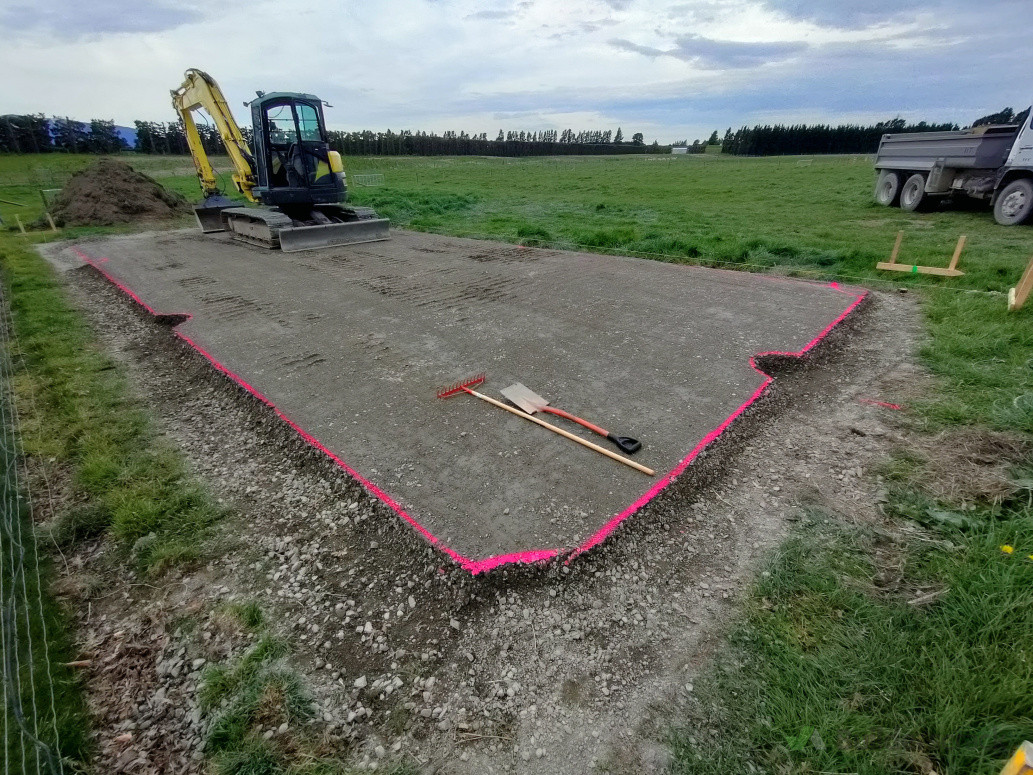 Pad levelled and ready for drilling footings