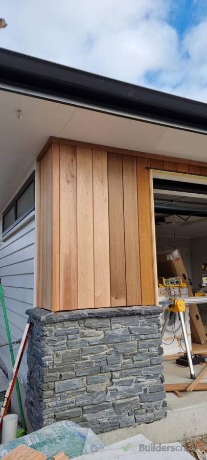 Cedar cladding, and Fibre cement weatherboards