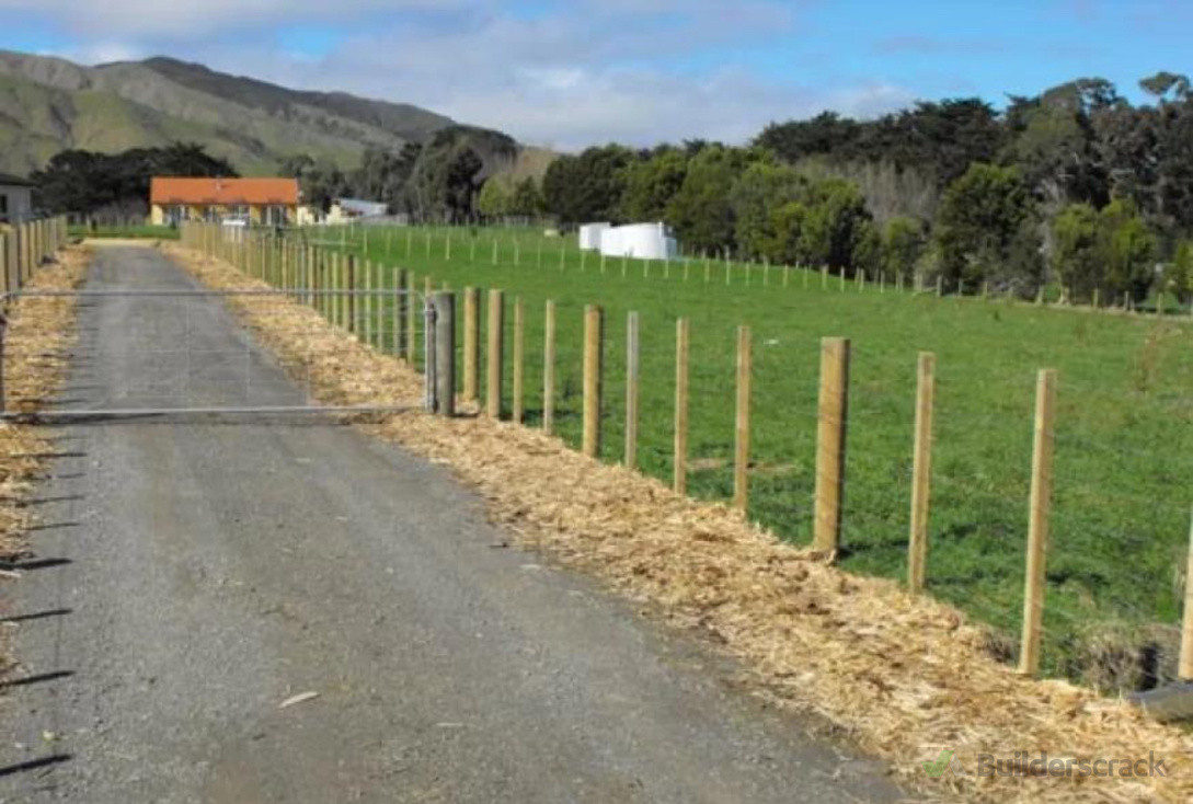 Drive way  Conventional fencing installed