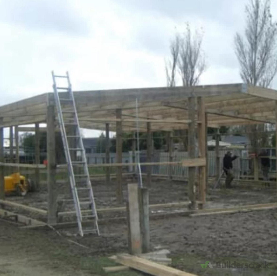 Construction of a Pole shed in muddy conditions