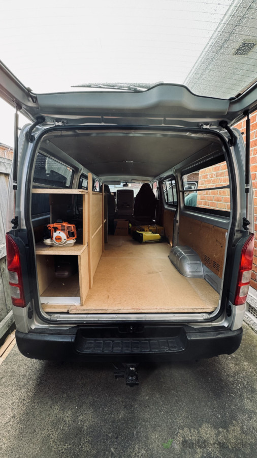 Van interior updated for lawn mowing