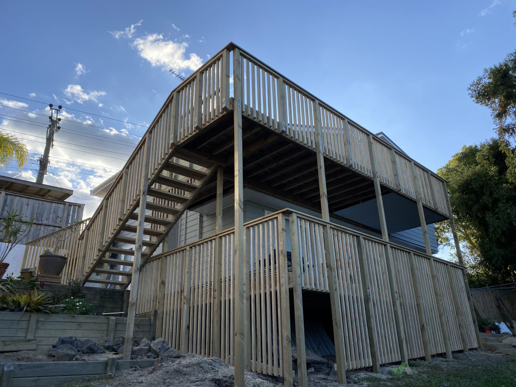 Double story deck build completed on the shore