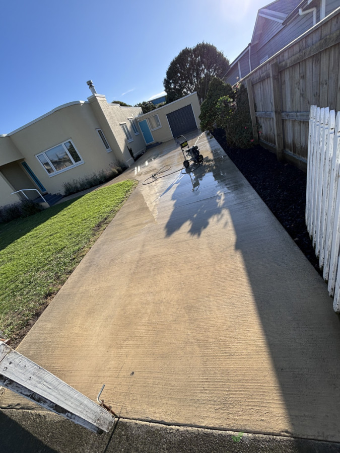 Sand colour concrete with heavy broom finish