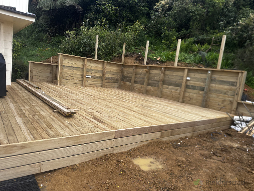 Retaining wall with decking