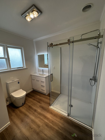 New shower, Toilet and vanity with Spc flooring