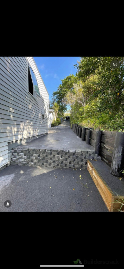 Driveway, Block Wall And Retaining Wall