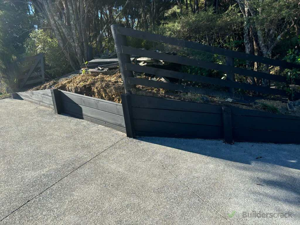 Retaining wall and driveway