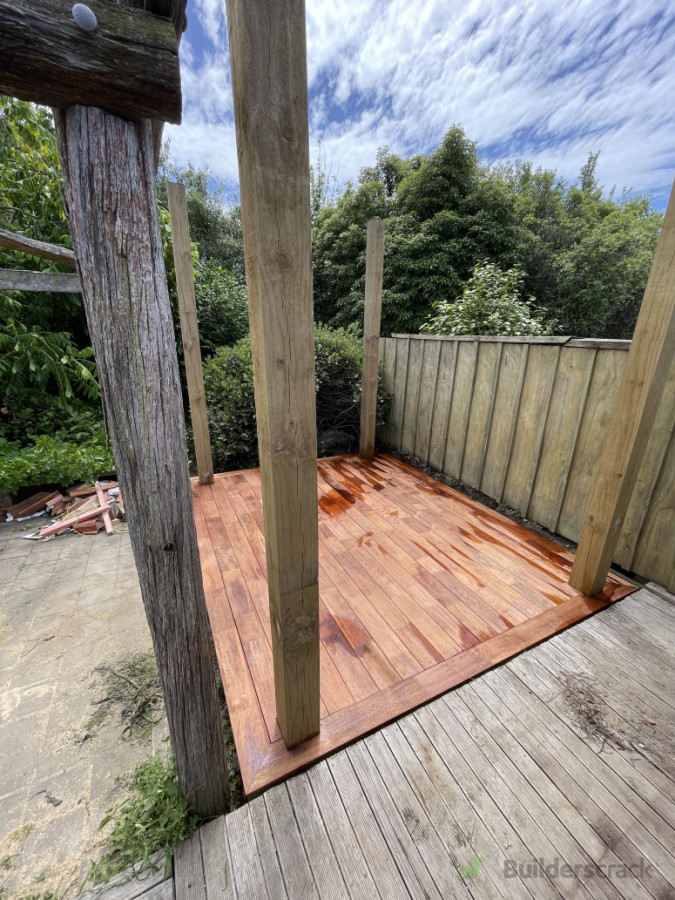 a setup for an outdoor spa area