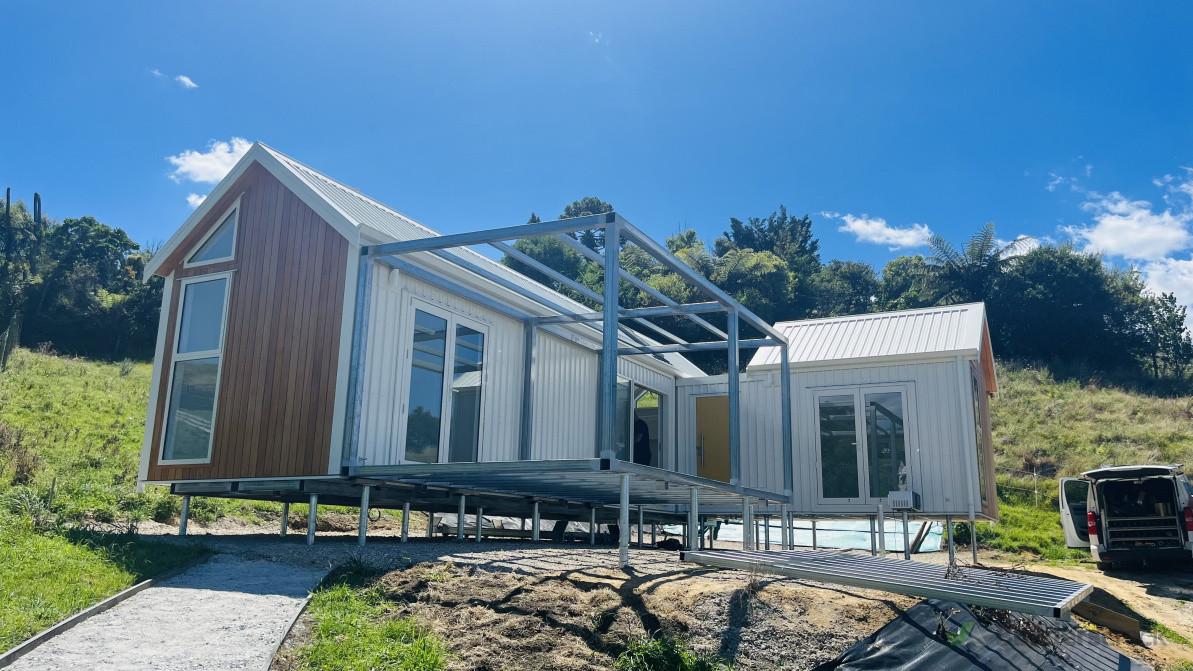 Tiny house with pod, deck & pergola