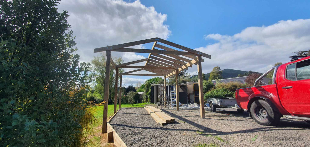 In process photo - pavilion build