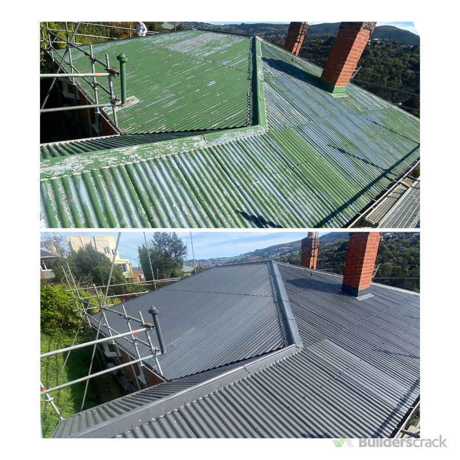 Roof repaint. Before and after