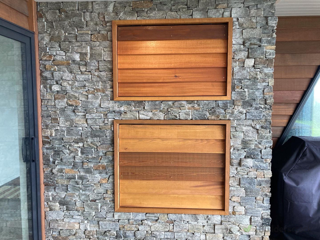 Beautiful Cedar Doors and shist bricks completed by the Team from Mckendry Built