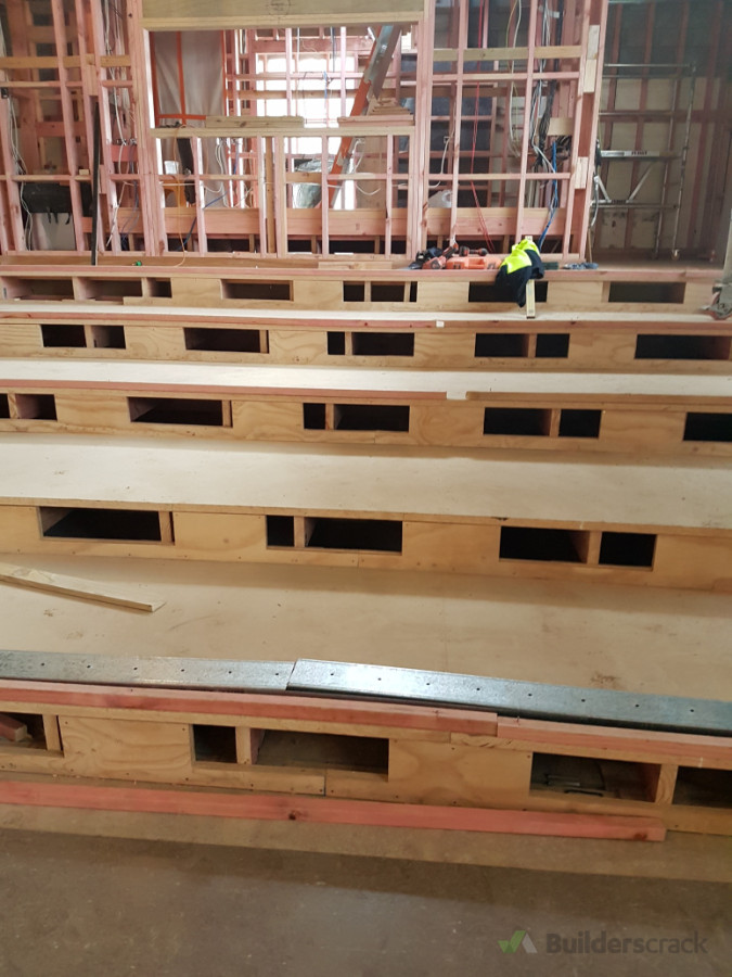 more detailed building work of a curved theatre stage.