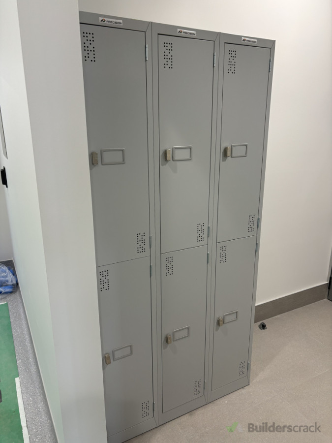 Set of lockers installed to the wall