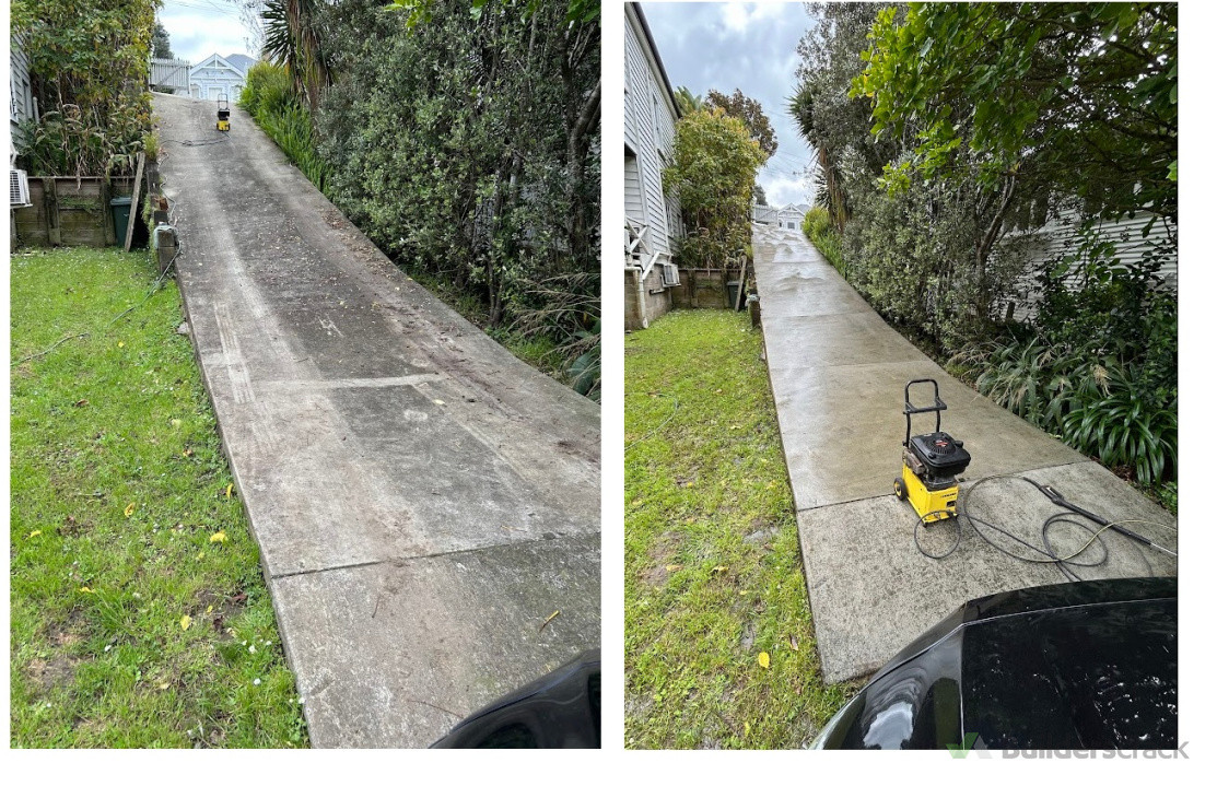 Driveway Waterblasted before and after