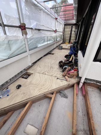 This photo shows the during where we reported the drains with correct falls