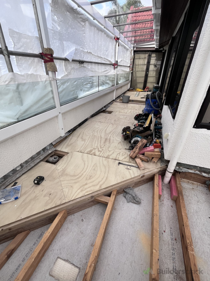 This photo shows the during where we reported the drains with correct falls