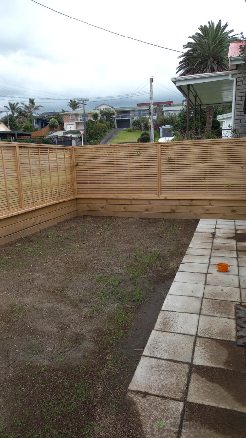 Trellis fence and landscaping