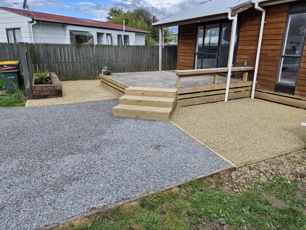 Deck area complete. Topsoil to blend.