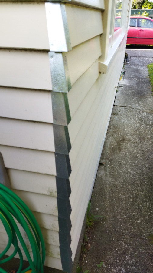 Repairs  exterior. Weather board replacement. Corner soakers