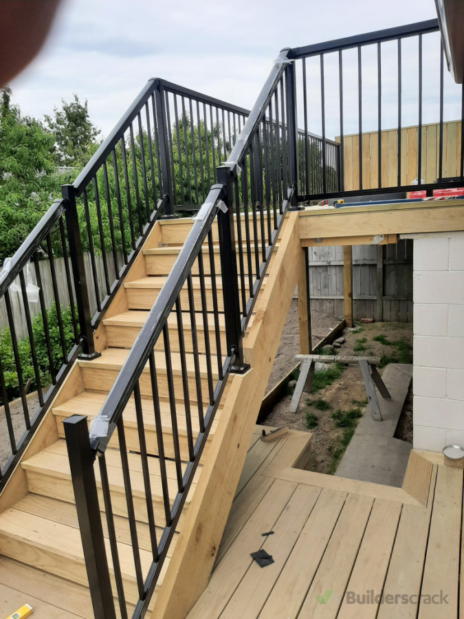 Stair case on engineered Deck