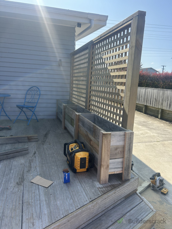 Privacy screen and planter box. Morrinsville