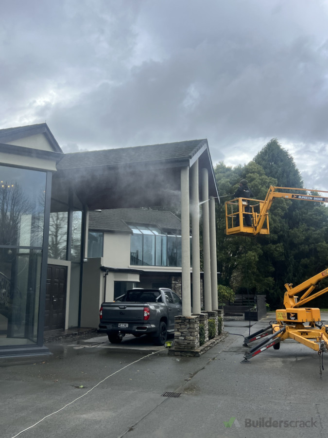 Exterior wash of the building homes offices