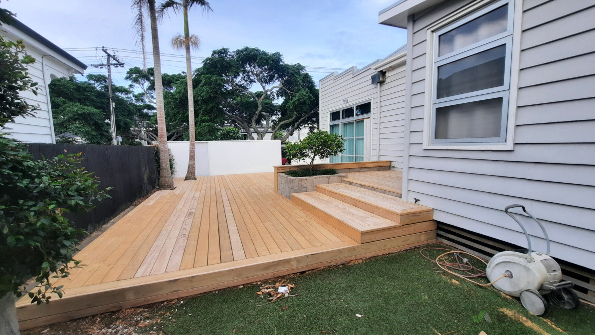 100m2 premium pine deck with steps. Job in Mt Roskill