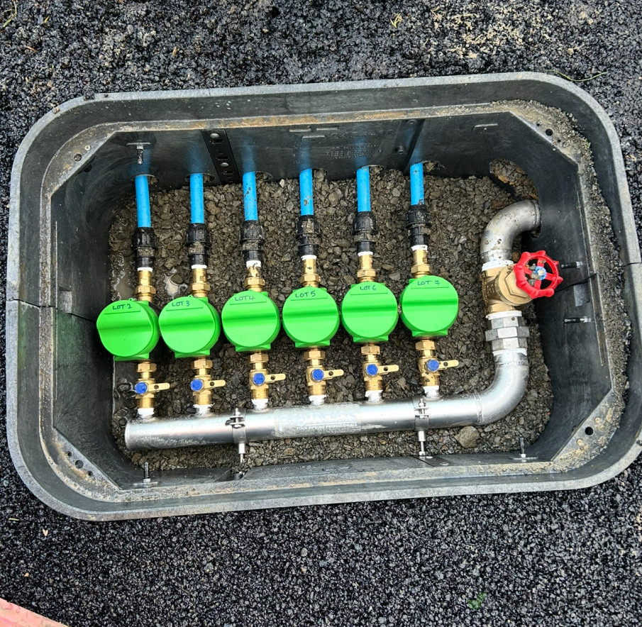 Install water meters + meter box