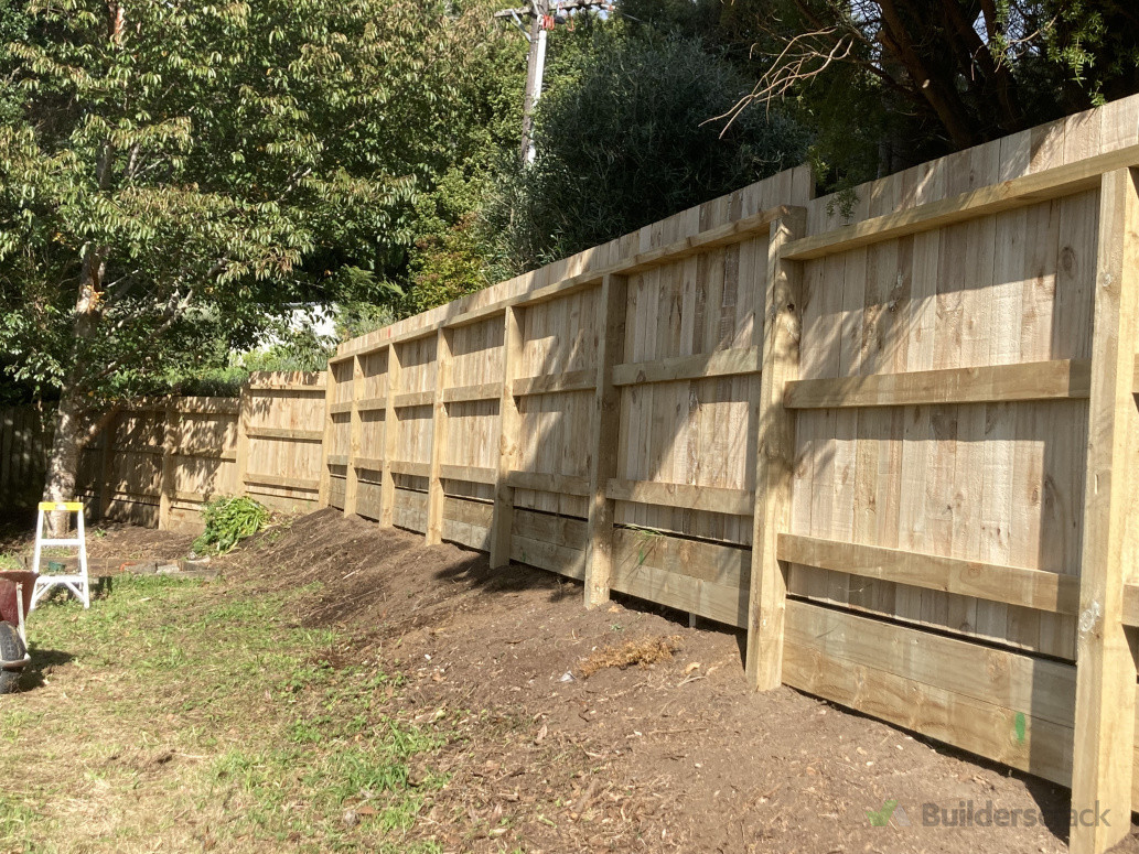 Boundary fencing with retaining.