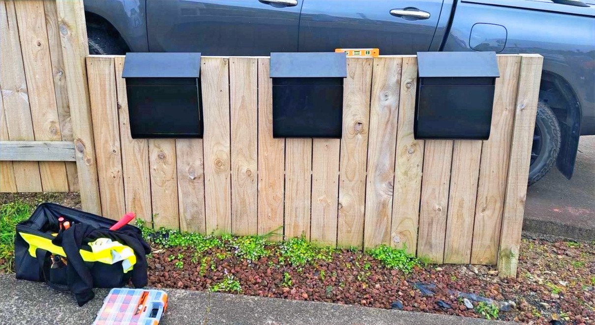 New mailboxes installed for a client during a fencing upgrade