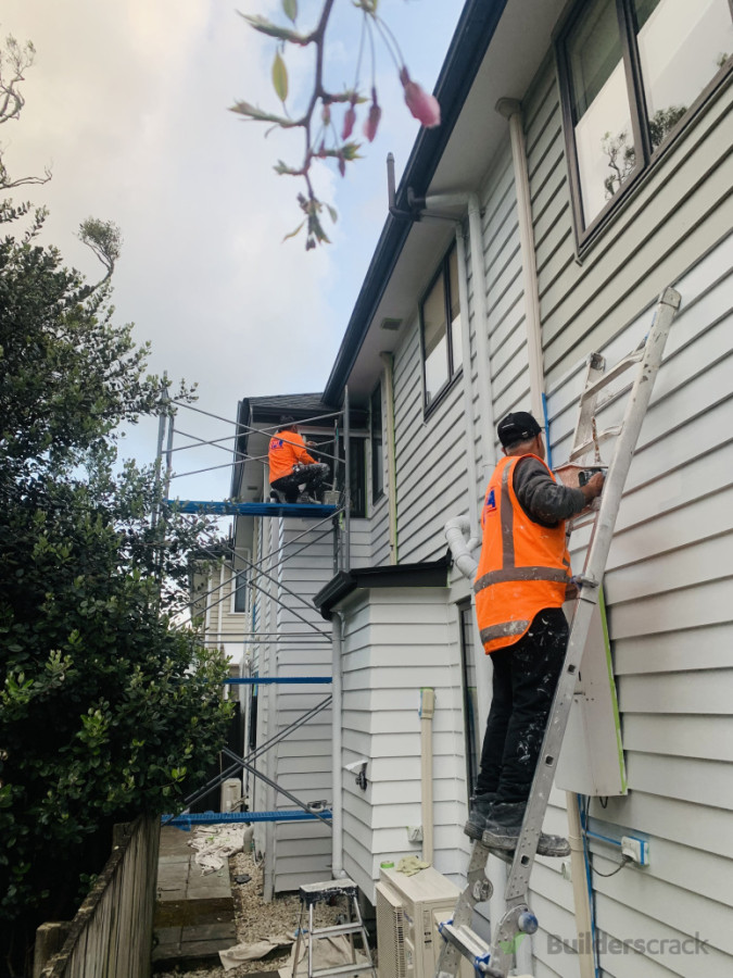 During exterior painting