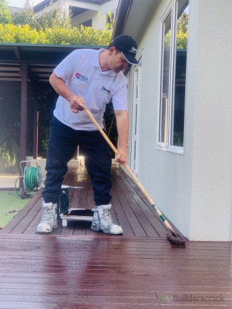 During Staining of decking