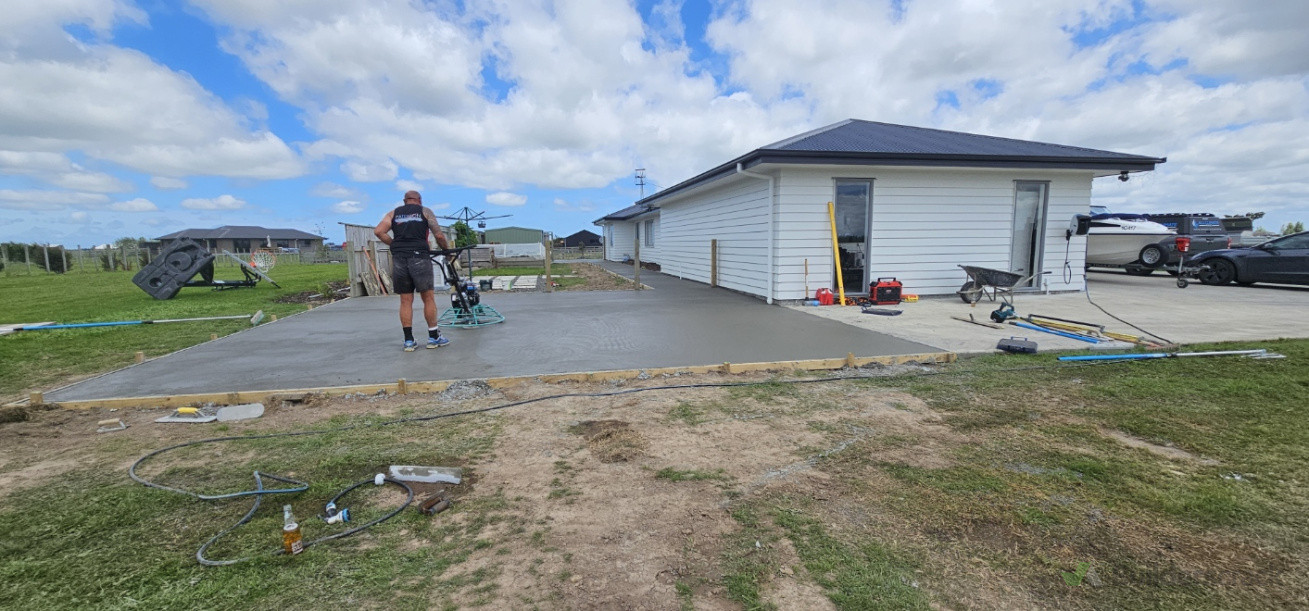 Concrete pathway and basket ball court