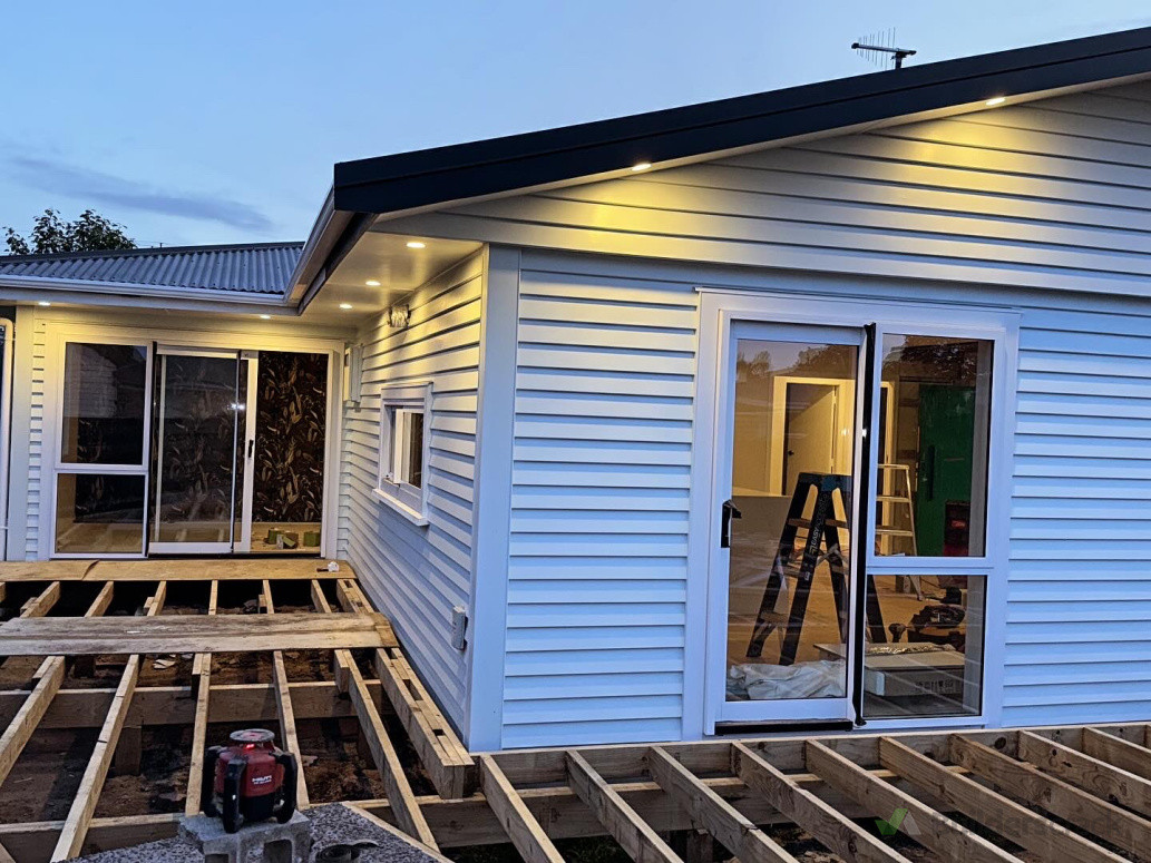 Exterior soffit down lights installed on a recent renovation