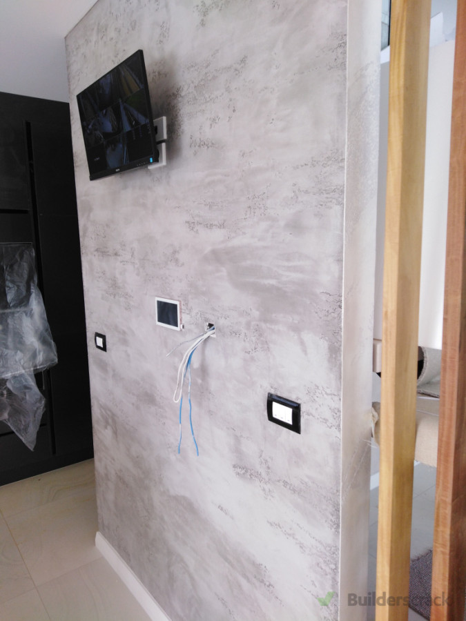Feature wall with concrete effect
