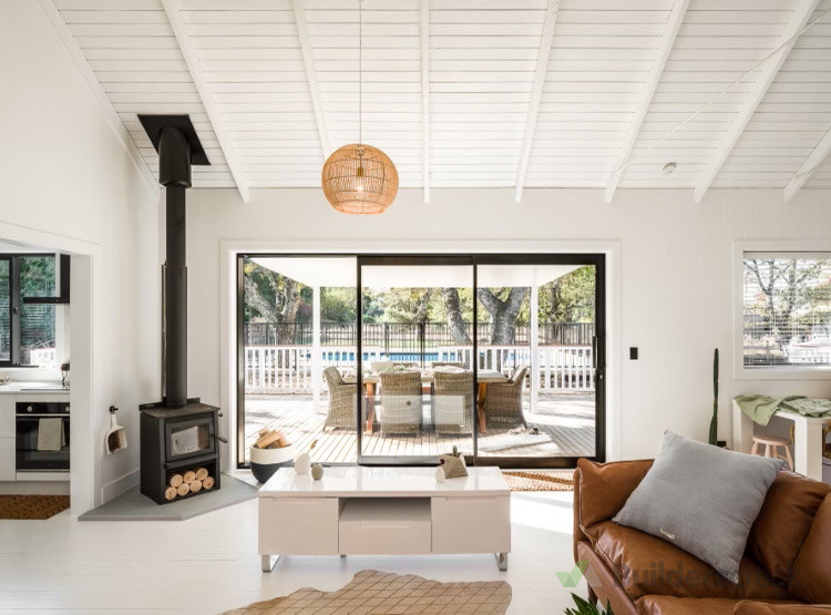 Looking out at pool area