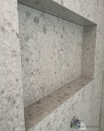 Niche ,  mitre cut and Fill the joints with epoxy grout and sand until smooth.