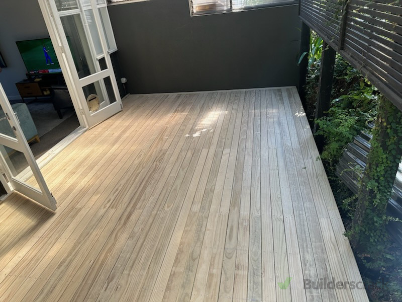 After shot of patio conversion with deck added.