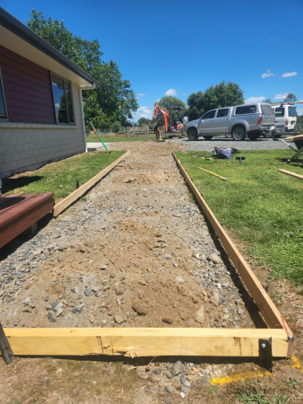 Pathway base boxed and level ready for fines dressing