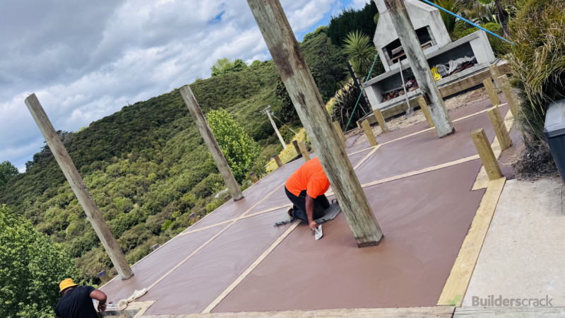 Laying the concrete for BBQ area