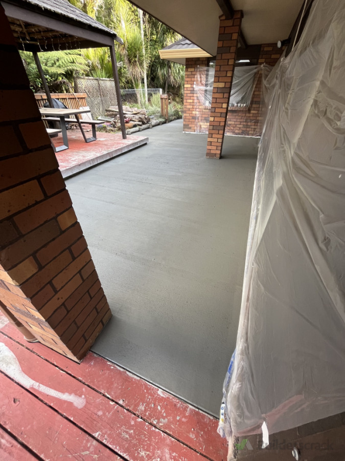 New concrete patio installation