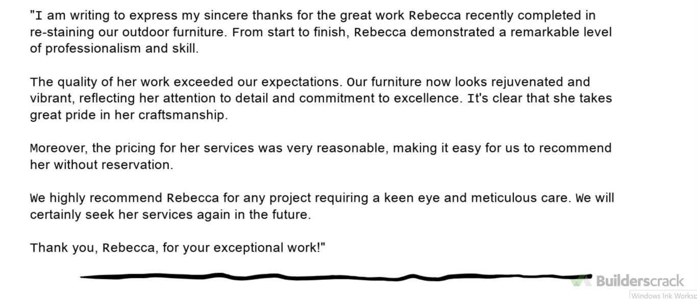 Corby's table staining