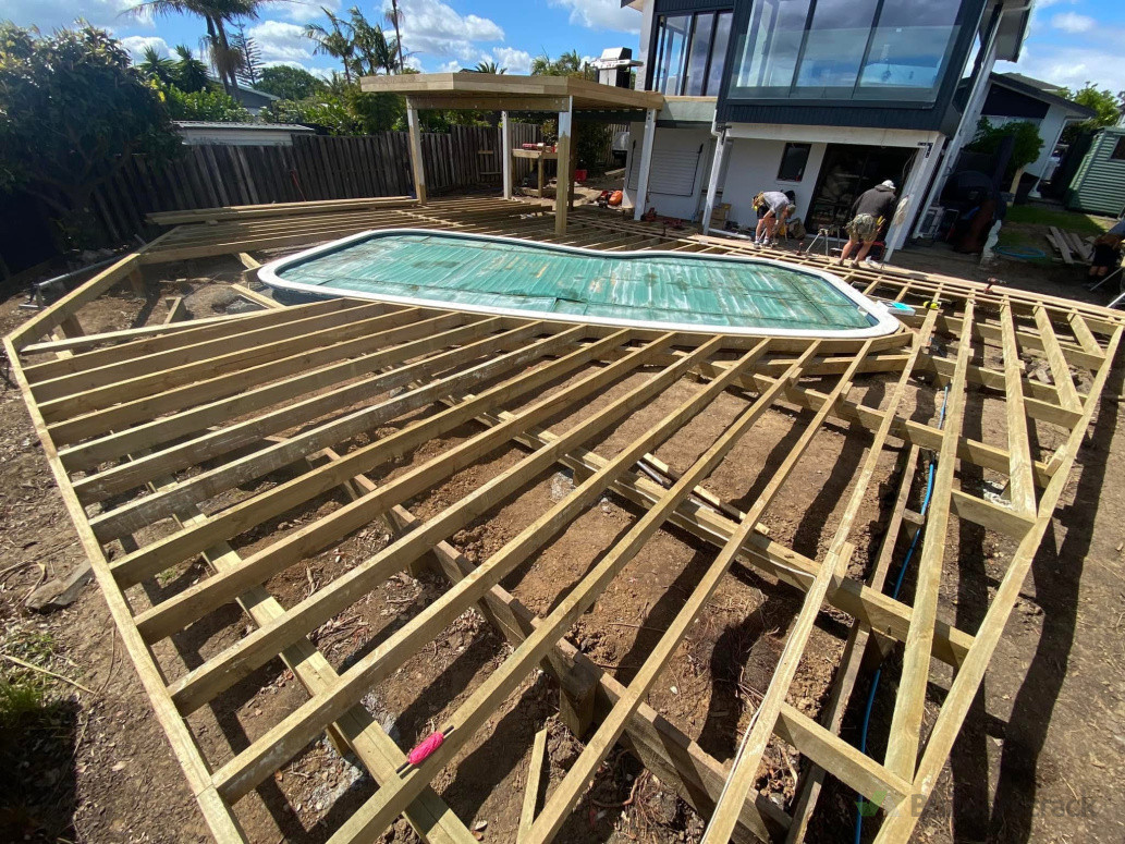 New pool deck being laid